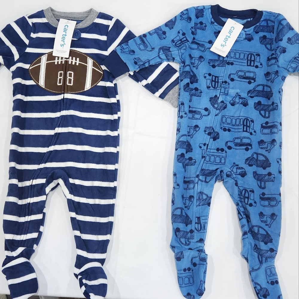 🆕️ Carters Fleece Footed Pajamas Bundle (Football & Trucks)